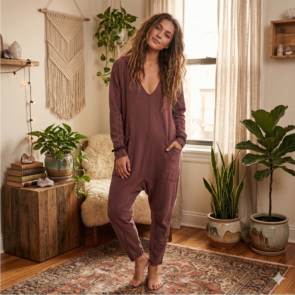 Free People Movement Hot Shot Long Sleeve Hoodie Romper w Thumbholes Women Small